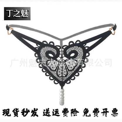 Sexy Lingerie for Women, Lace Open-Crotch, Fully Transparent, Nightclub Sm Pearl Massage Thong, European and American Design by Dropshipman