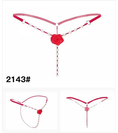 Sexy Lingerie for Women, Lace Open-Crotch, Fully Transparent, Nightclub Sm Pearl Massage Thong, European and American Design by Dropshipman