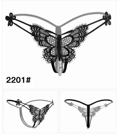 Sexy Lingerie for Women, Lace Open-Crotch, Fully Transparent, Nightclub Sm Pearl Massage Thong, European and American Design by Dropshipman