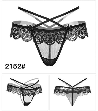 Sexy Lingerie for Women, Lace Open-Crotch, Fully Transparent, Nightclub Sm Pearl Massage Thong, European and American Design by Dropshipman
