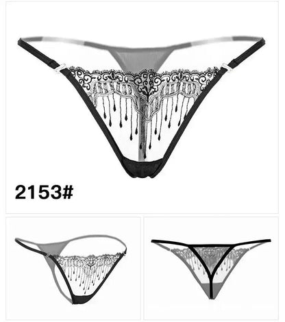Sexy Lingerie for Women, Lace Open-Crotch, Fully Transparent, Nightclub Sm Pearl Massage Thong, European and American Design by Dropshipman