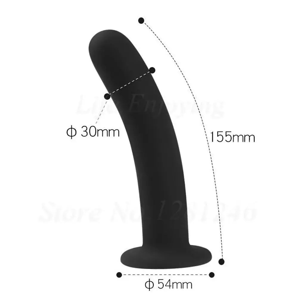 Adjustable harness strap-on dildo with realistic design, worn as strap-on pants for lesbian couples, featuring anal and vaginal compatibility.