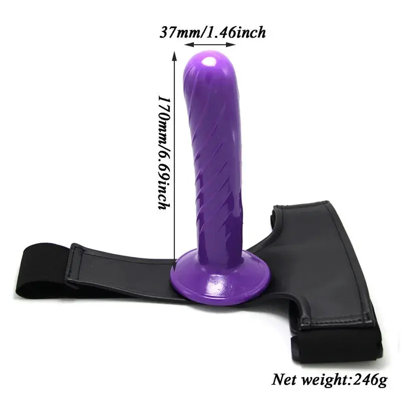 Realistic strap-on harness with dildo for women, adjustable strap-on pants for lesbian couples, sex toy for anal and vaginal pleasure.