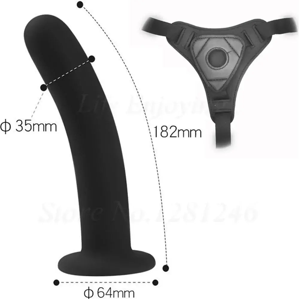 Realistic strap-on harness with dildo for women, adjustable strap, suitable for lesbian couples, made by SHOPEZRA L.L.C.