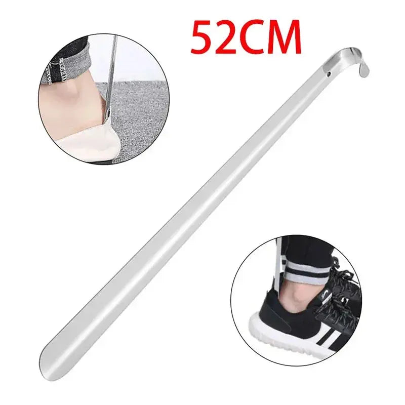 Two 52cm silver stainless steel shoehorns by SHOPEZRA L.L.C. for easy shoe removal and slip-on shoe assistance.