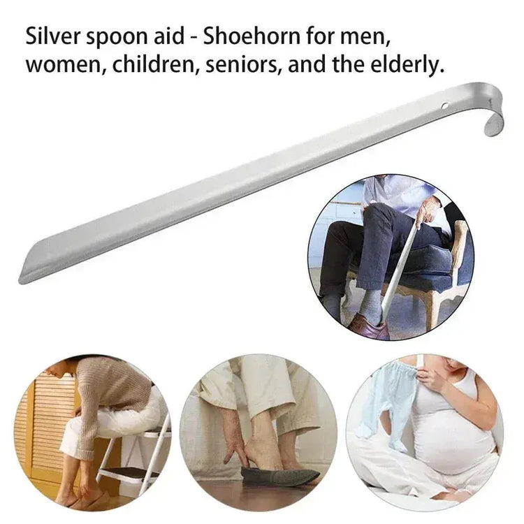 52cm Extra Long Stainless Steel Silver Metal Shoehorn Shoe Lifter Aid Slip-On Shoe Pulling Tool for Easy Shoe Removal SHOPEZRA L.L.C.