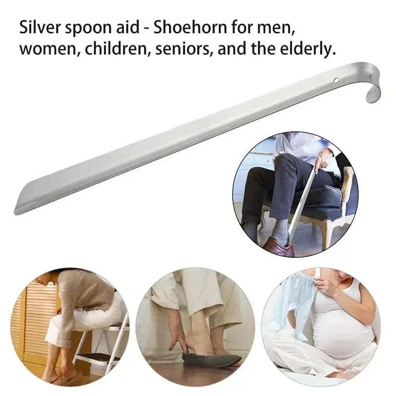 52cm Extra Long Stainless Steel Silver Metal Shoehorn Shoe Lifter Aid Slip-On Shoe Pulling Tool for Easy Shoe Removal SHOPEZRA L.L.C.
