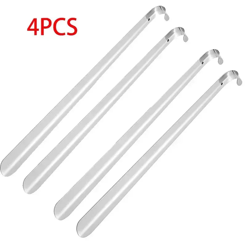 Two 52cm silver stainless steel shoehorns from SHOPEZRA L.L.C. designed for easy slip-on and shoe removal aid.