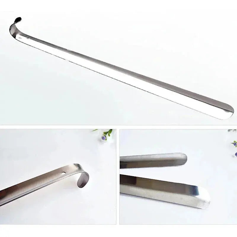 Two 52cm silver stainless steel shoehorns from SHOPEZRA L.L.C. for easy slip-on shoe removal and shoe-lifting assistance.