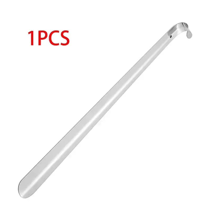 Pair of 52cm stainless steel silver shoehorns from SHOPEZRA L.L.C. for easy slip-on shoe removal and shoe lifting aid.