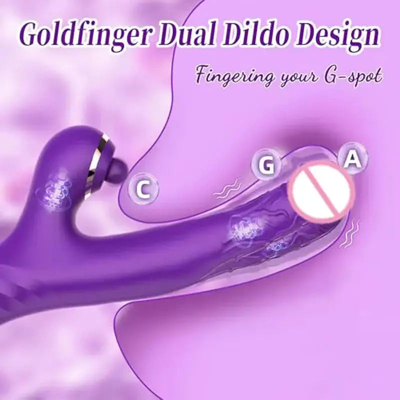 SHOPEZRA L.L.C. 3-in-1 dual dildo rabbit vibrator with come-hither motion, clitoral tickling, G-spot, and nipple stimulation.