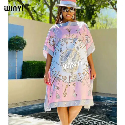 Printed Dresses For Women 2021 Fashion Design Loose Dress Batwing Maxi Long Femme Vestidos Summer Autumn Party Elegant Dress by Dropshipman