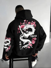 Japan Men Women Anime Dragon Sakura Print Hoodie Street Harajuku Y2K Sports Casual Loose Autumn Winter Warm Sweatshirt Clothing SHOPEZRA L.L.C.