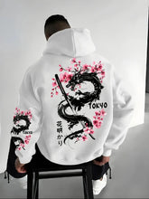 Japan Men Women Anime Dragon Sakura Print Hoodie Street Harajuku Y2K Sports Casual Loose Autumn Winter Warm Sweatshirt Clothing SHOPEZRA L.L.C.