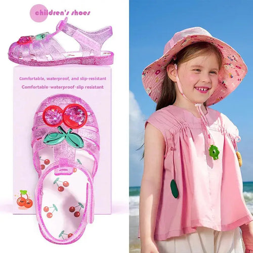 Children's transparent crystal jelly sandals by SHOPEZRA L.L.C. with soft non-slip soles, princess Roman style for summer.