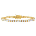 Elegant 24K white gold tennis bracelet for women adorned with 3mm cubic zirconia, size 6.5 inches, showcasing classic beauty.