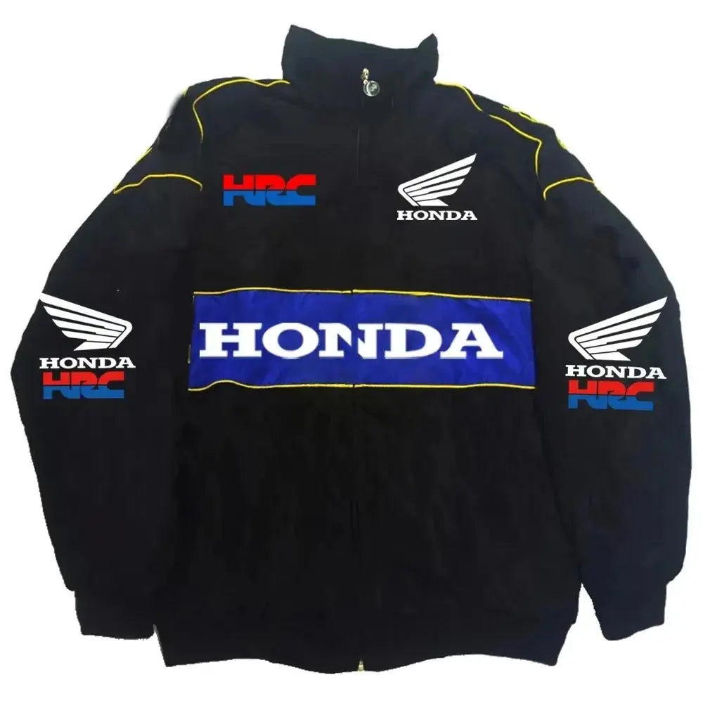 Honda Racing Team Jacket Men Women Black Red Patchwork Windbreaker Casual Streetwear Motorcycle Zip Up Jacket Coat For Fans SHOPEZRA L.L.C.