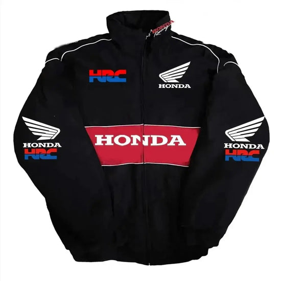 Honda Racing Team Jacket Men Women Black Red Patchwork Windbreaker Casual Streetwear Motorcycle Zip Up Jacket Coat For Fans SHOPEZRA L.L.C.