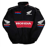 Honda Racing Team Jacket Men Women Black Red Patchwork Windbreaker Casual Streetwear Motorcycle Zip Up Jacket Coat For Fans SHOPEZRA L.L.C.