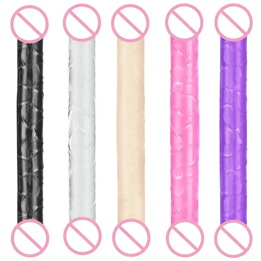 Soft Jelly Dildo Double Long 46cm Realistic Cock Lesbian Vaginal Anal Plug Flexible Fake Penis for Women Sex Toys by Dropshipman