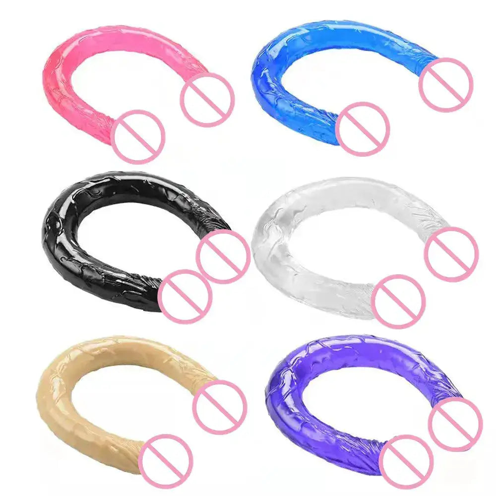 Soft Jelly Dildo Double Long 46cm Realistic Cock Lesbian Vaginal Anal Plug Flexible Fake Penis for Women Sex Toys by Dropshipman