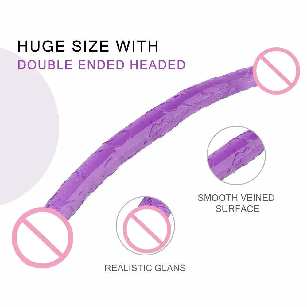 Soft Jelly Dildo Double Long 46cm Realistic Cock Lesbian Vaginal Anal Plug Flexible Fake Penis for Women Sex Toys by Dropshipman