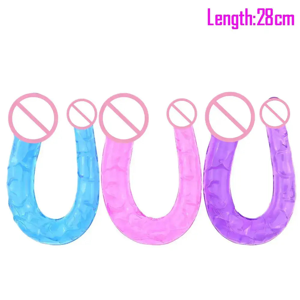 Soft Jelly Dildo Double Long 46cm Realistic Cock Lesbian Vaginal Anal Plug Flexible Fake Penis for Women Sex Toys by Dropshipman