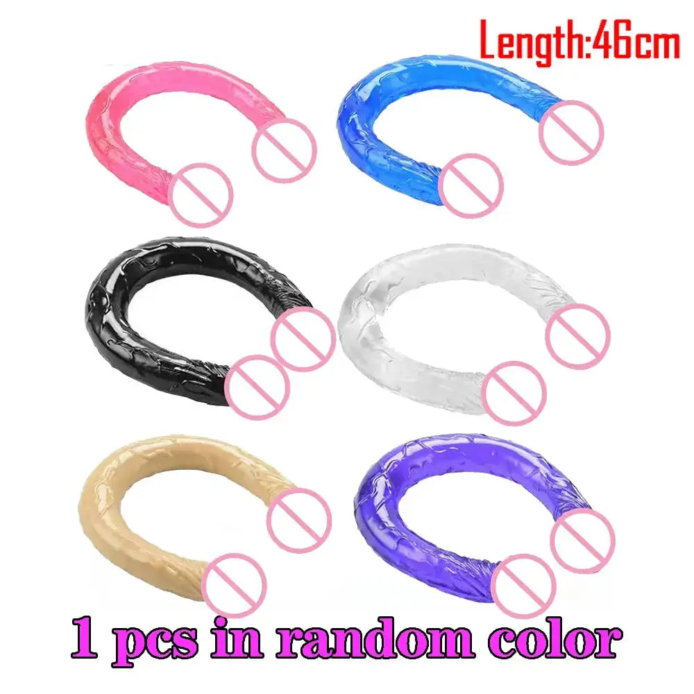 Soft Jelly Dildo Double Long 46cm Realistic Cock Lesbian Vaginal Anal Plug Flexible Fake Penis for Women Sex Toys by Dropshipman