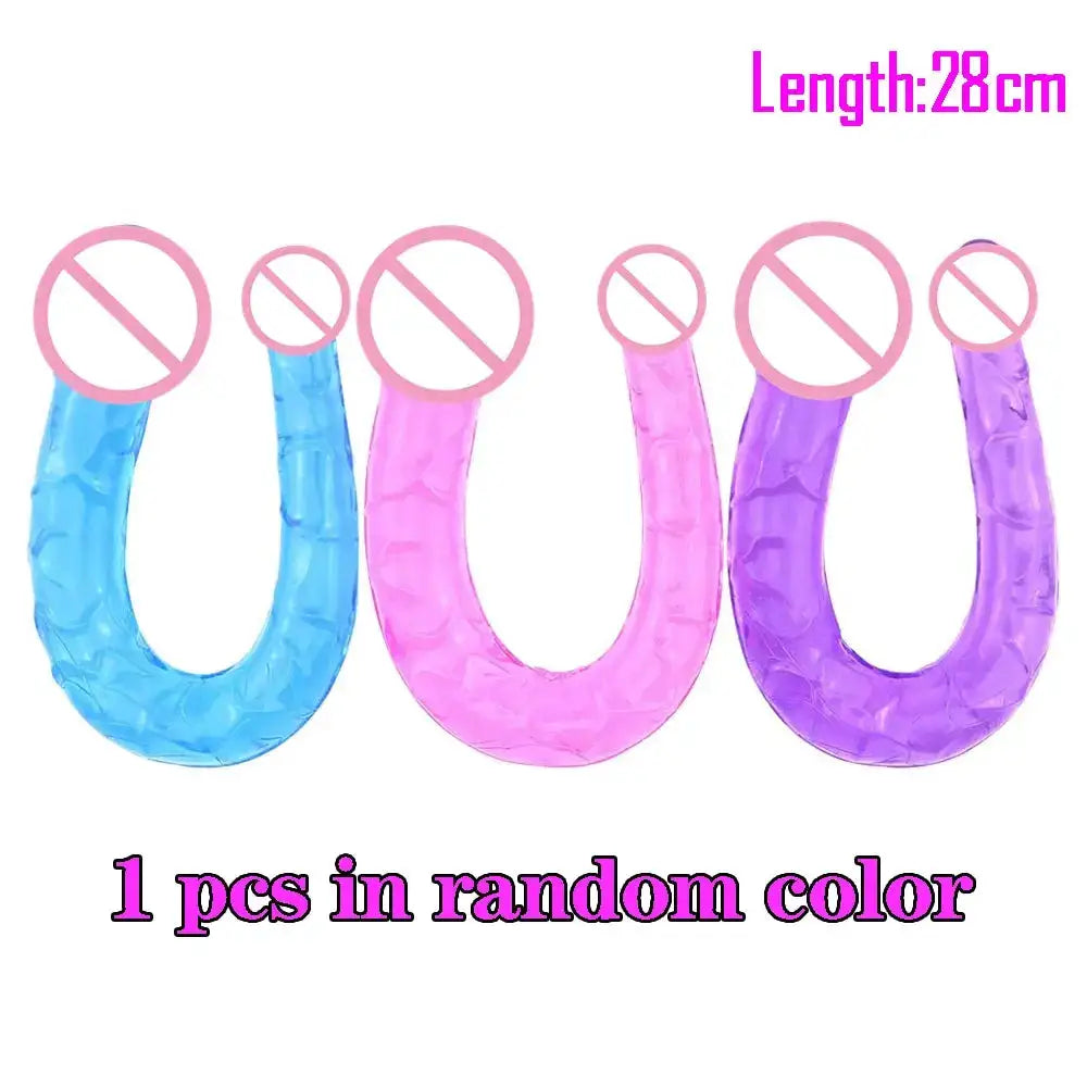 Soft Jelly Dildo Double Long 46cm Realistic Cock Lesbian Vaginal Anal Plug Flexible Fake Penis for Women Sex Toys by Dropshipman