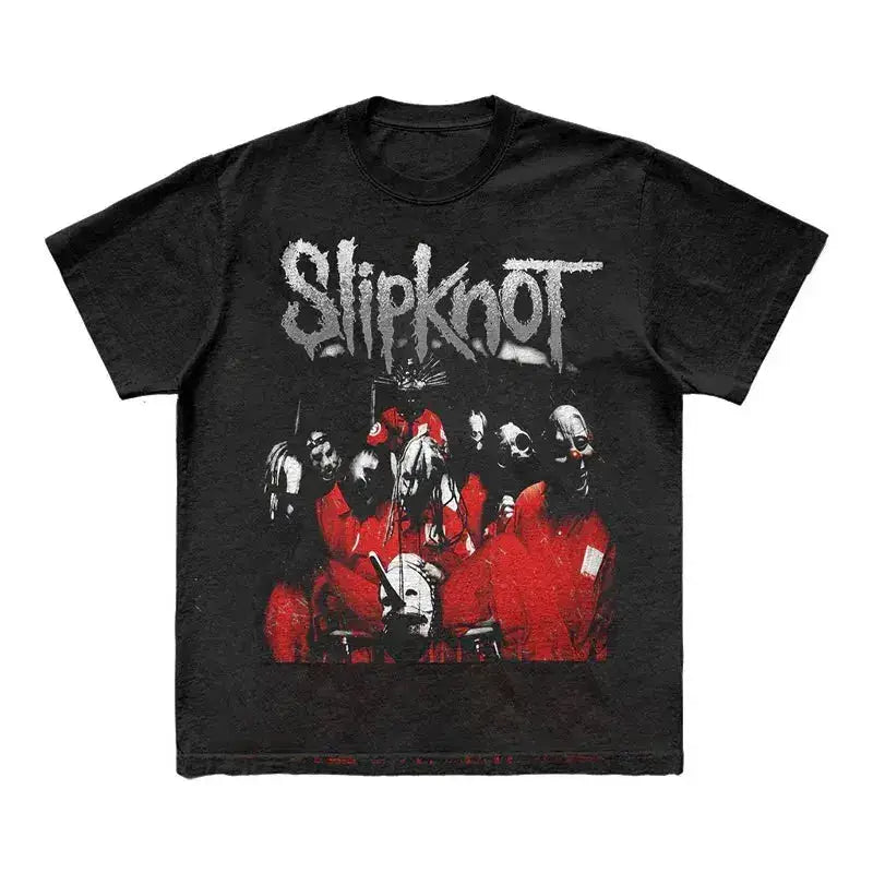 Photo SLIPKNOT Gothic Style Band T-Shirt 100% Cotton Graphic Tee Men Women Summer Streetwear Top by Dropshipman