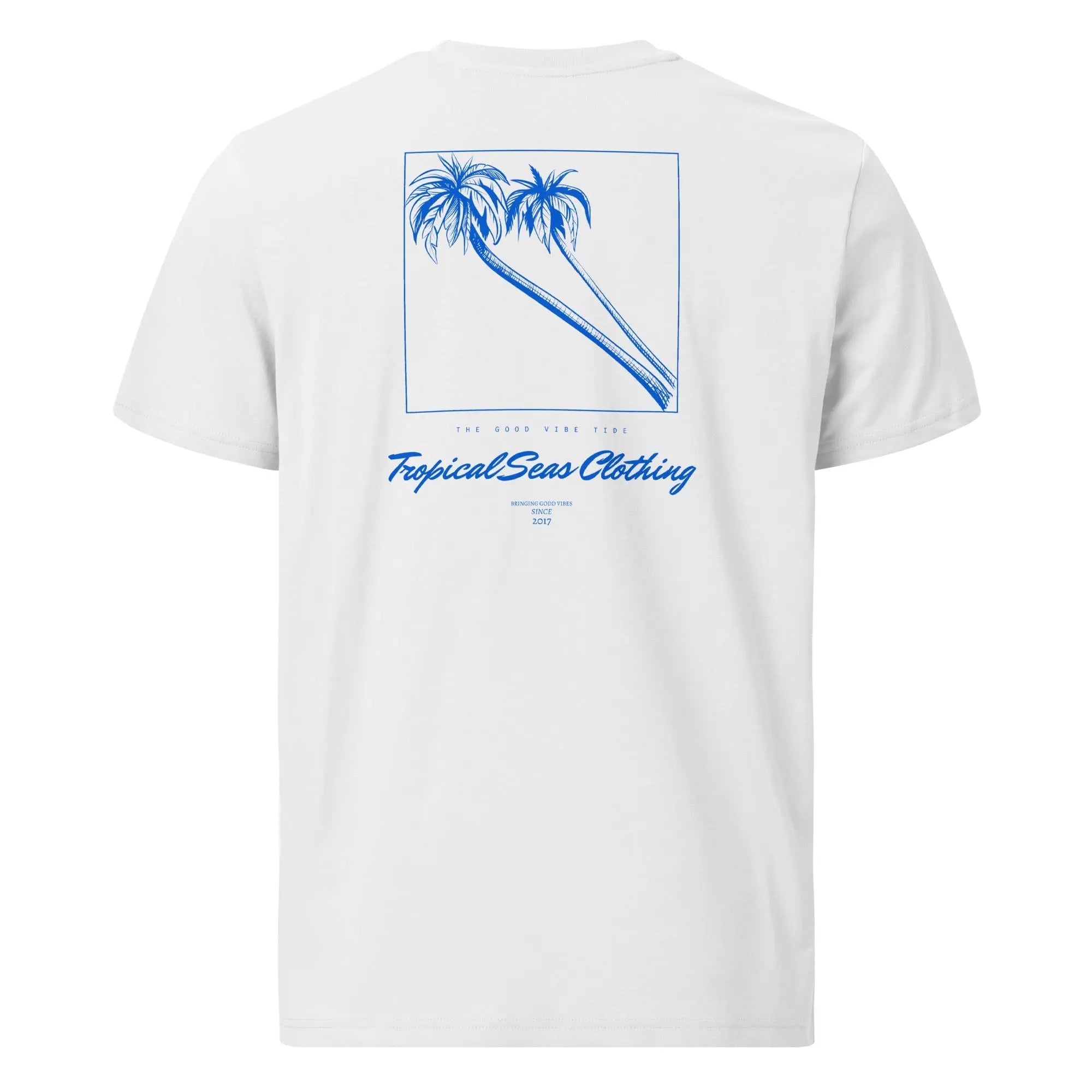 Twin Palms organic cotton T-shirt by SHOPEZRA L.L.C., featuring a soft fabric and Twin Palms graphic design.