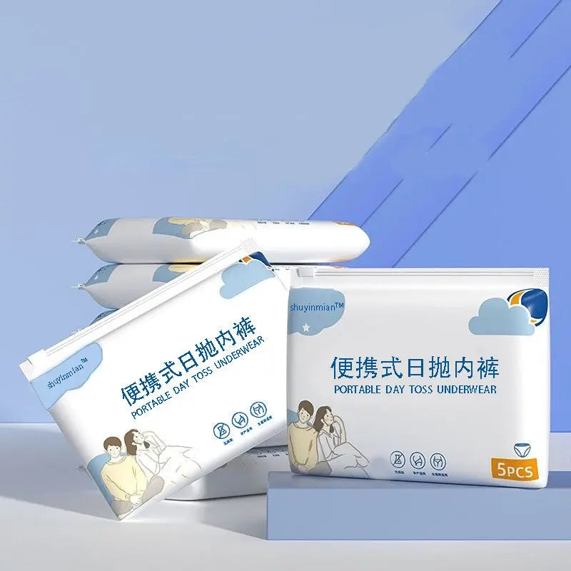 Disposable women's underwear for pregnant women, sterile, no-wash, individually packaged, portable large size shorts, ideal for travel.