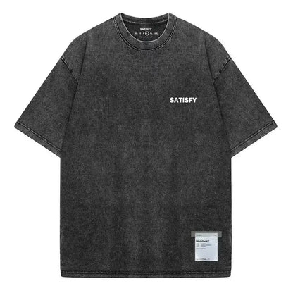 Trendy SATISFY Running MothTech Muscle Round Neck Distressed Pure Cotton Printed Short Sleeve T-Shirt Casual Loose Fit Youth by Dropshipman
