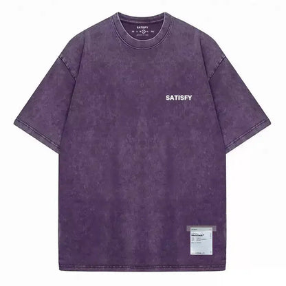 Trendy SATISFY Running MothTech Muscle Round Neck Distressed Pure Cotton Printed Short Sleeve T-Shirt Casual Loose Fit Youth by Dropshipman