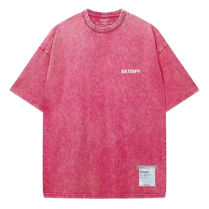 Trendy SATISFY Running MothTech Muscle Round Neck Distressed Pure Cotton Printed Short Sleeve T-Shirt Casual Loose Fit Youth by Dropshipman