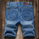 Summer Shorts Jeans Men Denim Pants Stretch Dark Blue Fashion Design Men&