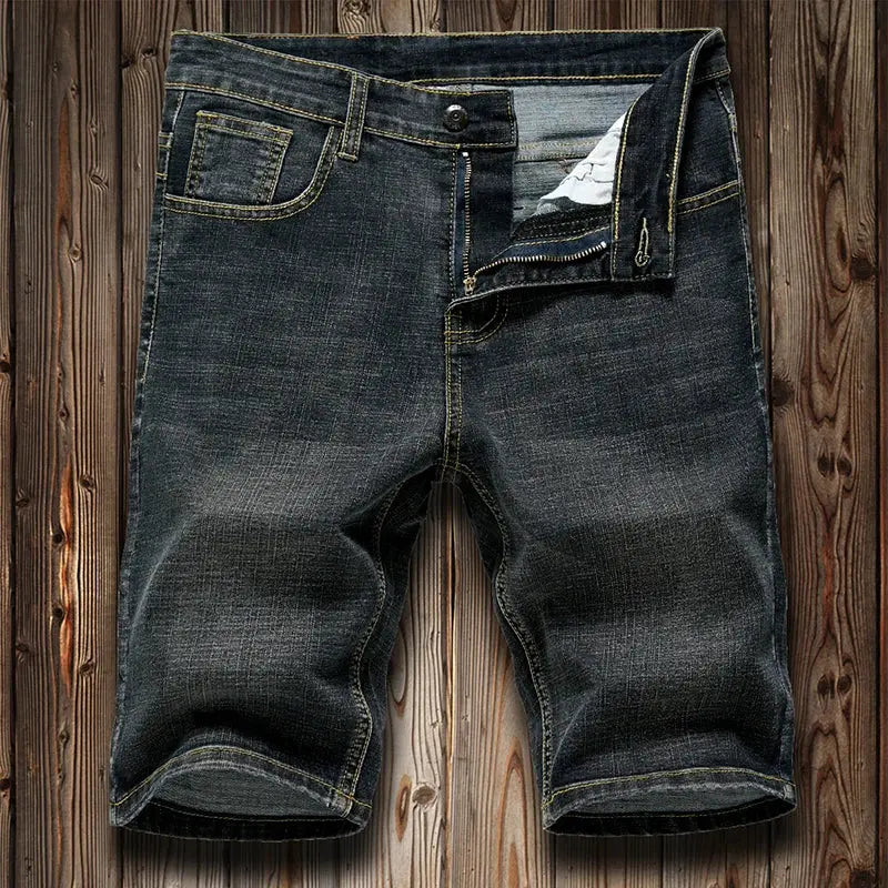 Summer Shorts Jeans Men Denim Pants Stretch Dark Blue Fashion Design Men&