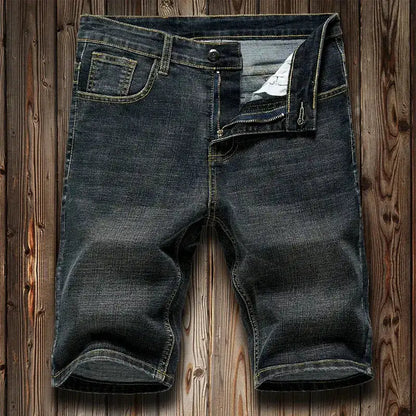 Summer Shorts Jeans Men Denim Pants Stretch Dark Blue Fashion Design Men&