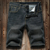Summer Shorts Jeans Men Denim Pants Stretch Dark Blue Fashion Design Men&