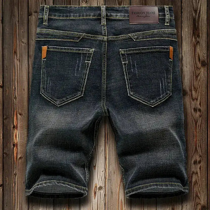 Summer Shorts Jeans Men Denim Pants Stretch Dark Blue Fashion Design Men&