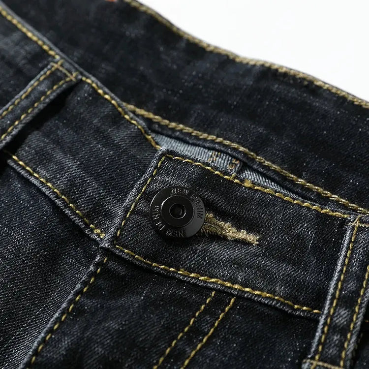 Summer Shorts Jeans Men Denim Pants Stretch Dark Blue Fashion Design Men&