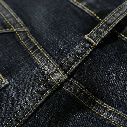 Summer Shorts Jeans Men Denim Pants Stretch Dark Blue Fashion Design Men&