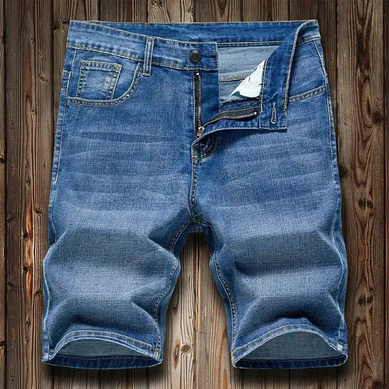 Summer Shorts Jeans Men Denim Pants Stretch Dark Blue Fashion Design Men&