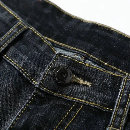 Summer Shorts Jeans Men Denim Pants Stretch Dark Blue Fashion Design Men&