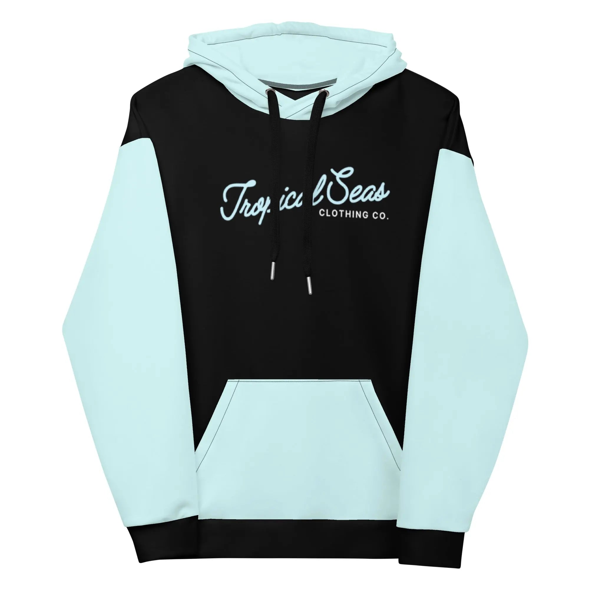 Bahama Blue two-tone tropical seas hoodie featuring a stylish design and comfortable fit, ideal for cool evenings.