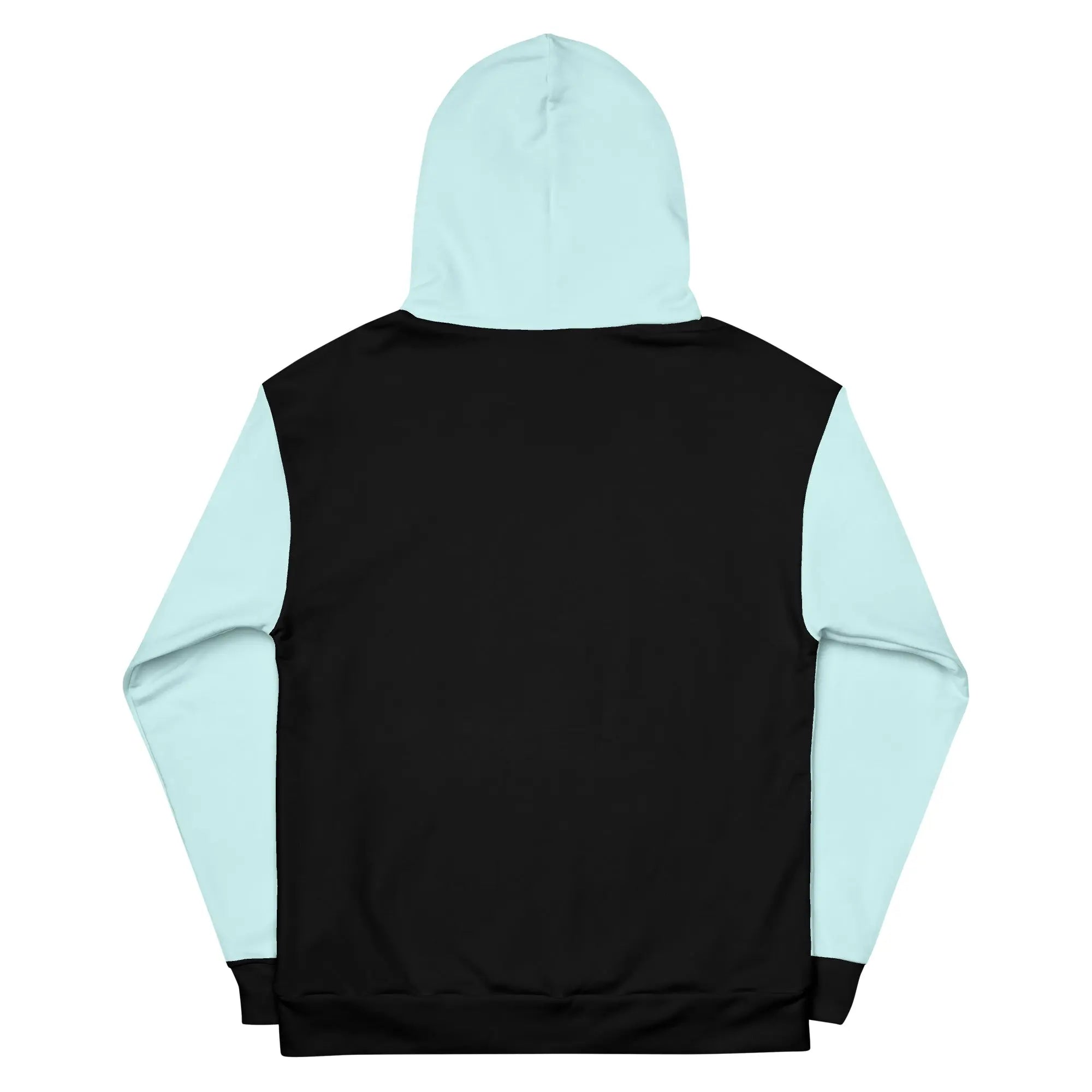 Back view of the Bahama Blue Two-Tone Tropical Seas Hoodie showing its unique design and colors.