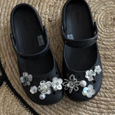 Bling Silver Rhinestone Flower Shoe Charms Metal Bead Bow & Heart Clog Charms Luxury DIY Shoe Decoration Punk Y2K Style Clog Pin SHOPEZRA L.L.C.