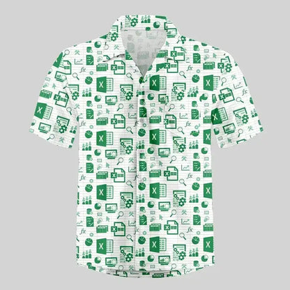 Fun Excel Spreadsheet 3D Print Sport Quick-dry Men Women Shirts Casual Vacation Button Design Creative Y2K Work Short Sleeve Top by Dropshipman