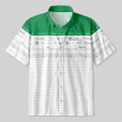 Fun Excel Spreadsheet 3D Print Sport Quick-dry Men Women Shirts Casual Vacation Button Design Creative Y2K Work Short Sleeve Top by Dropshipman