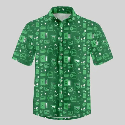 Fun Excel Spreadsheet 3D Print Sport Quick-dry Men Women Shirts Casual Vacation Button Design Creative Y2K Work Short Sleeve Top by Dropshipman